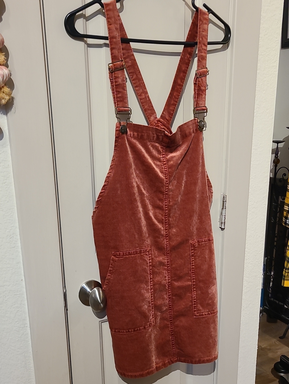 Sadie & Sage Rust Velvet Pinafore Jumpsuit Dress